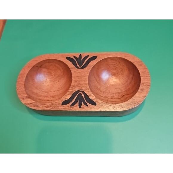 Anthropologie The Mediterranean Dish Acacia Wood Salt Pepper Cellar NEW tags - Picture 2 of 8